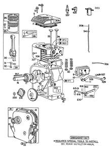 Engine Briggs & Stratton Model No. 130232-1123-01 Diagram and Parts List for 3108 2000001 - 2999999 Toro Lawn Tractor Accessories