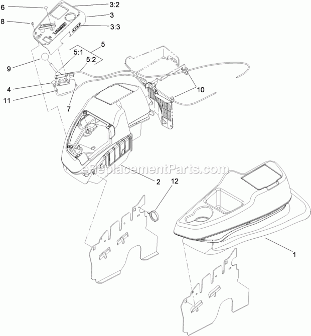 Fender, Console And Control Assembly Diagram and Parts List for 74915CP 311000001-311999999 Toro Lawn Mower