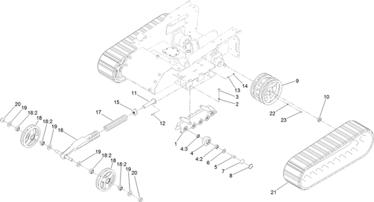 Track And Traction Assembly Diagram and Parts List for 22324 401800000 - 404499999 Toro Lawn Tractor Accessories