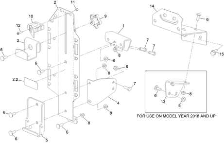 Bucket Mount Assembly Diagram and Parts List for 145-3687  Toro Lawn Tractor