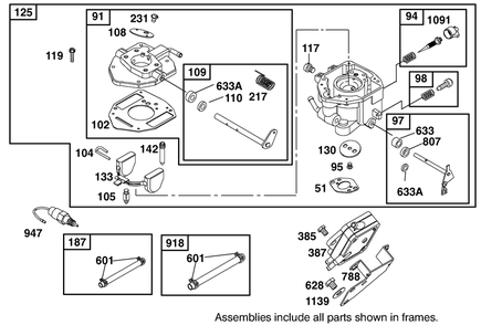 Carburetor And Fuel Pump Assembly  Briggs And Stratton 303447-1314-E1 Diagram and Parts List for 12003 210000001 - 210999999 Toro Lawn Tractor