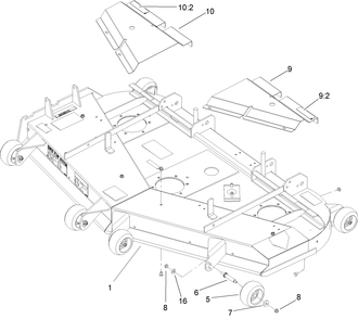Deck And Wheel Gage Assembly Diagram and Parts List for 105-6176 (240000001-240999999)(2004) Toro Lawn Mower