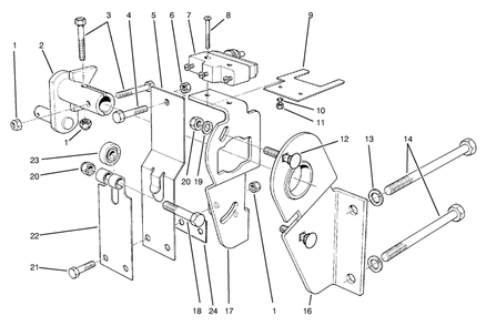 Transmission Interlock Assembly Diagram and Parts List for 30620 790001 - 799999 Toro Lawn Tractor