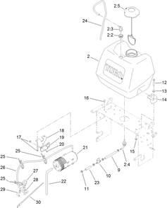 Fuel System Assembly Diagram and Parts List for 39934 (311000001-311999999)(2011) Toro Lawn Mower