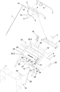 Handle And Control Assembly Diagram and Parts List for 39674 400000000-404319999 Toro Lawn Mower