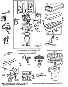 Briggs & Stratton Model No. 195707-0121-01 Diagram and Parts List for 70060 49000001 - 49999999 Toro Lawn Tractor