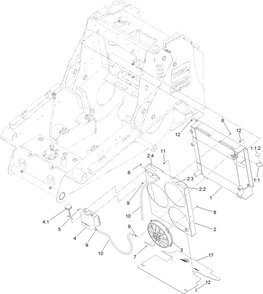 Radiator And Fan Assembly Diagram and Parts List for 22530 405540000 - 406499999 Toro Lawn Tractor Accessories