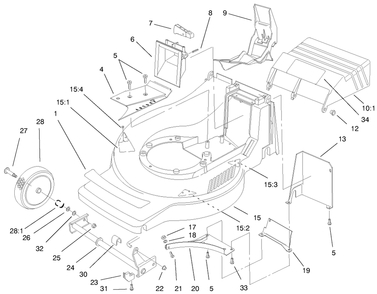 Deck Assembly Diagram and Parts List for 21050 8900001 - 8999999 Toro Lawn Mower