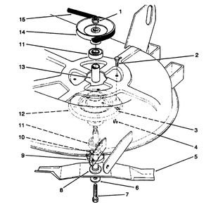 Blade & Spindle Assembly Diagram and Parts List for 78215 3900001 - 3999999 Toro Lawn Tractor