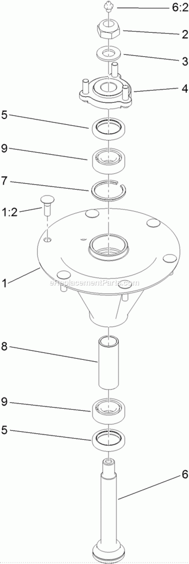 Spindle Assembly No. 119-8560 Diagram and Parts List for 74956 313000001-313999999 Toro Lawn Mower