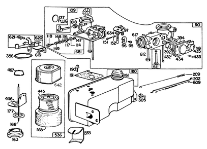 Engine Briggs & Stratton Model 131922-0163-01 Diagram and Parts List for 22020 3000001 - 3999999 Toro Lawn Mower