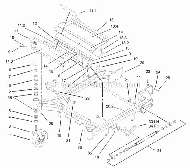 Front Frame Assembly Diagram and Parts List for 74177 230000001-230007000 Toro Lawn Mower