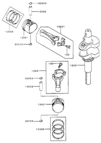 Piston/Crankshaft Assembly Kawasaki Fh500v-As10 Diagram and Parts List for 74170 990001 - 999999 Toro Lawn Tractor