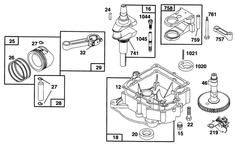 Engine Briggs & Stratton Model 28n707-0131-01 Diagram and Parts List for 71193 6900001 - 6999999 Toro Lawn Tractor