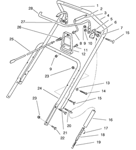 Handle Assembly Diagram and Parts List for 38436 7900001 - 7999999 Toro Snow Blower