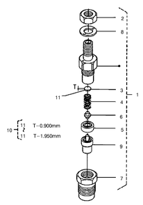 Nozzle Holder (Component Part) Assembly Diagram and Parts List for 22302 990001 - 999999 Toro Lawn Tractor Accessories