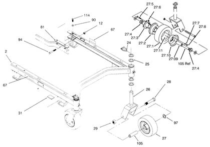 Carrier Frame Diagram and Parts List for 30546 790001 - 799999 Toro Lawn Mower