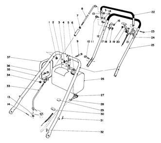 Handle Assembly S. P. Model Diagram and Parts List for 23100 0000001 - 0999999 Toro Lawn Mower