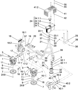 Hydraulic System Assembly Diagram and Parts List for 74450TE (290000001-290999999)(2009) Toro Lawn Mower