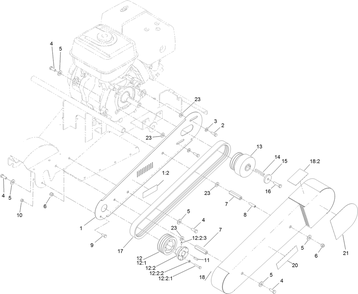 Belt Drive Assembly Diagram and Parts List for 22615HD 400000000 - 401999999 Toro Stump Grinder
