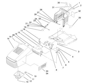 Hood Assembly Diagram and Parts List for 71188 7900001 - 7999999 Toro Lawn Tractor