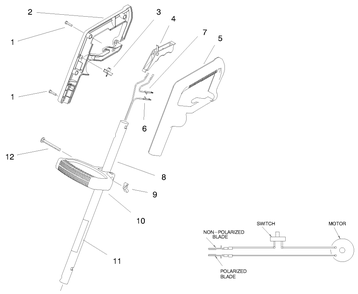 Handle Assembly Diagram and Parts List for 51304 99000001 - 99999999 Toro Trimmer