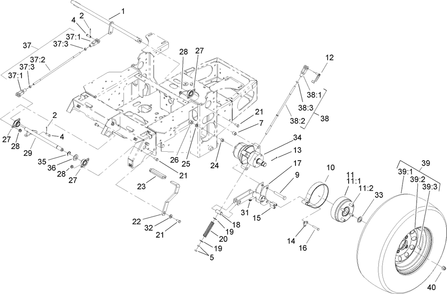Parking Brake Assembly Diagram and Parts List for 74416 (250000001-250005000)(2005) Toro Lawn Mower
