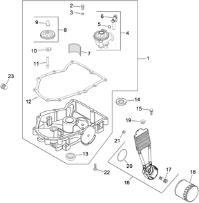 Oil Pan And Lubrication Assembly Diagram and Parts List for 74923TE (290000001-290999999)(2009) Toro Lawn Mower