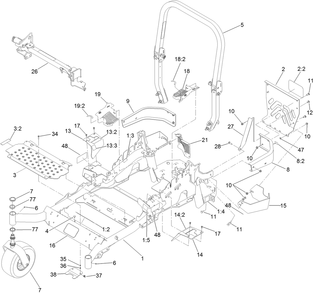Frame, Caster And Z Stand Assembly Diagram and Parts List for 74919TE (316000001-316999999)(2016) Toro Lawn Mower