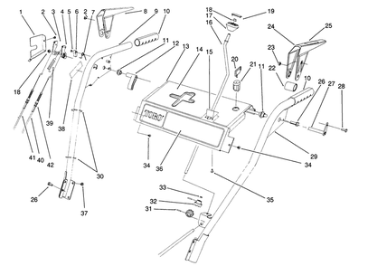 Handle Assembly Diagram and Parts List for 38574 2000001 - 2999999 Toro Snow Blower
