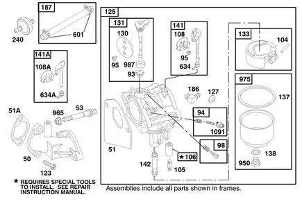 Engine Briggs & Stratton Model 28m707-1122-E1 Diagram and Parts List for 71190 8900001 - 8999999 Toro Lawn Tractor
