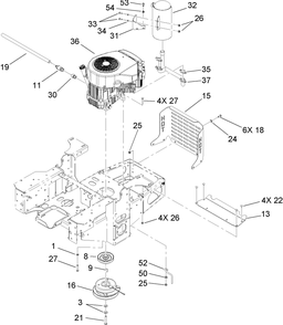 Engine, Clutch And Muffler Assembly Diagram and Parts List for 74418 (270000001-270001000)(2007) Toro Lawn Mower