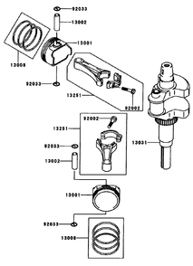 Piston/Crankshaft Assembly Diagram and Parts List for 74173 (990001-999999)(1999) Toro Lawn Mower