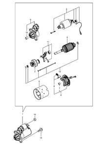 Starter Motor Assembly Diagram and Parts List for 23897 400000000 - 999999999 Toro Lawn Tractor Accessories