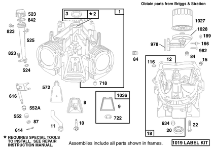 Engine Briggs & Stratton Model 303776-1188-A1 Diagram and Parts List for 30188 7900001 - 7999999 Toro Lawn Tractor Accessories