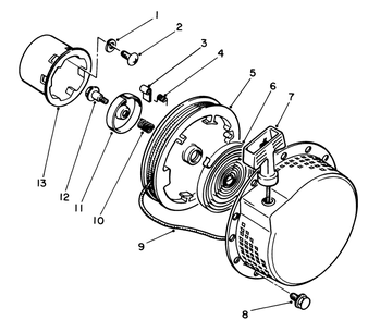 Recoil Starter Assembly Diagram and Parts List for 58402 4000001 - 4999999 Toro Edger