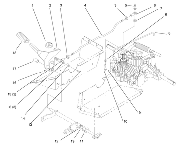 Hydro Control Diagram and Parts List for 72064 8900600 - 8999999 Toro Lawn Tractor