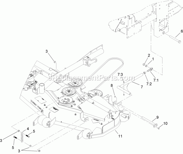 Deck Connection Assembly Diagram and Parts List for 74265 260000001-260999999 Toro Lawn Mower