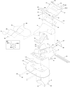 Frame Assembly Diagram and Parts List for 22215 411701164-411725655 Toro Lawn Mower