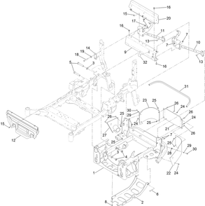 Power Frame Assembly Diagram and Parts List for 74074 404400000-999999999 Toro Lawn Tractor