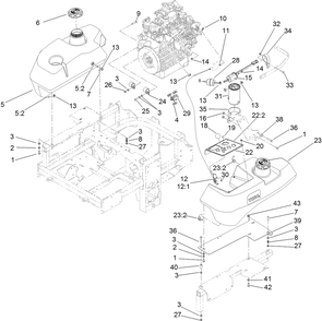 Fuel System And Throttle Control Assembly Diagram and Parts List for 74266 401900000-402612749 Toro Lawn Mower
