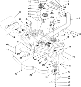 Deck Assembly Diagram and Parts List for 74291 (280000001-280999999)(2008) Toro Lawn Mower