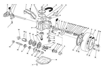 Gear Case Assembly Diagram and Parts List for 26620BF 1000001 - 1999999 Toro Lawn Mower
