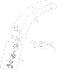 Trimmer Head, Shaft And Guard Assembly Diagram and Parts List for 51958 316000001 - 316999999 Toro Trimmer