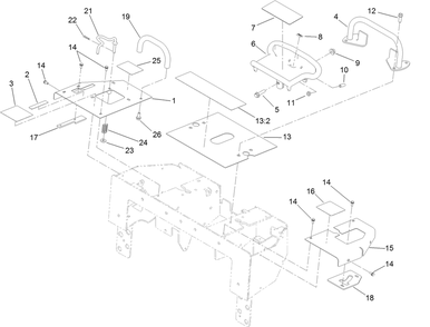 Control Handle And Reference Bar Assembly Diagram and Parts List for 22322 407400000 - 407999999 Toro Lawn Tractor Accessories