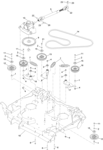Center Deck And Drive Assembly Diagram and Parts List for 72096 406343181-407109999 Toro Lawn Tractor