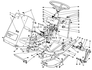 Frame & Steering Assembly Diagram and Parts List for 30718 3900001 - 3999999 Toro Lawn Tractor