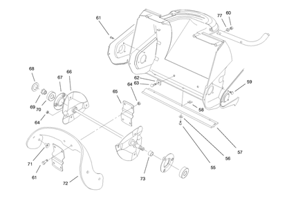 Auger Assembly Diagram and Parts List for 38176 8900001 - 8999999 Toro Snow Blower