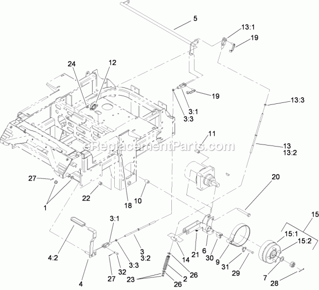Brake And Wheel Hub Assembly Diagram and Parts List for 74282 280000001-280999999 Toro Lawn Mower