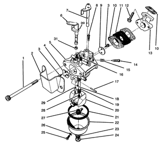 Carburetor Assembly (Engine Model 47ps5-5) Diagram and Parts List for 38185 6900001 - 6999999 Toro Snow Blower